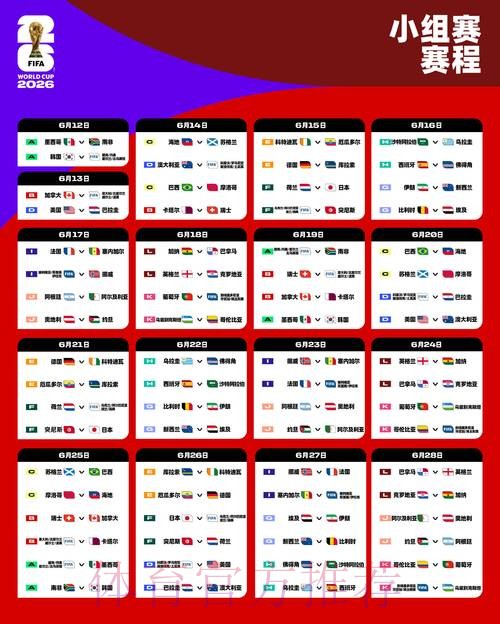 2026世界杯完整赛程完整版比赛时间表免费观看